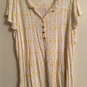 Kim Rogers Yellow and White Button-Up Top****FREE SHIPPING***